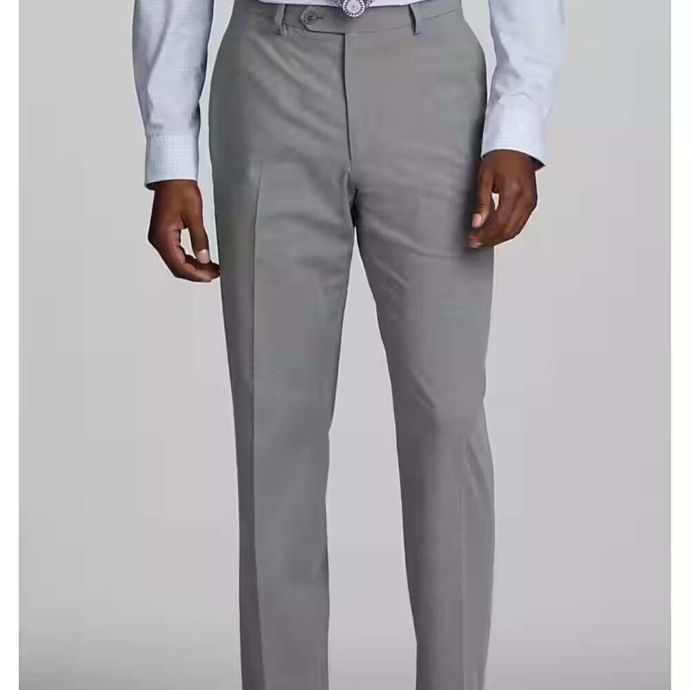 Jos A. Banks Men's Gray Slacks 100% Superfine Wool NWT Size 34 Short